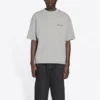 Balenciaga FW21-logo-trykk, retro, kort ermet, grå, for menn 612966TIVG51167