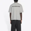 Balenciaga FW21-logo-trykk, retro, kort ermet, grå, for menn 612966TIVG51167