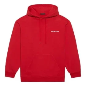Balenciaga FW21 løs langermet hettegenser med logo for menn, rød 600583TIV846540