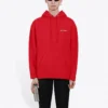 Balenciaga FW21 løs langermet hettegenser med logo for menn, rød 600583TIV846540