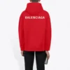 Balenciaga FW21 løs langermet hettegenser med logo for menn, rød 600583TIV846540