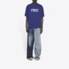 Balenciaga FW21 retro-strikket herre-T-skjorte med korte ermer, marineblå 612966TKVD33967