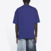 Balenciaga FW21 retro-strikket herre-T-skjorte med korte ermer, marineblå 612966TKVD33967