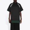 Balenciaga FW21 uformell dobbeltlags sportspique-skjorte med korte ermer for menn, svart 661507TKVA51042