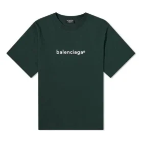 Balenciaga-genser for menn med alfabetmønster, rund hals og korte ermer, grønn 612966TIV543011