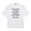 Balenciaga-genser for menn med ordtrykk, rund hals og korte ermer, hvit 641614TJVI39040