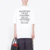 Balenciaga-genser for menn med ordtrykk, rund hals og korte ermer, hvit 641614TJVI39040