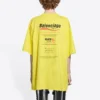 Balenciaga-herre-sweatshirt med «Boxy Logo»-trykk, løs passform, korte ermer, gul, 651795TKVF87175