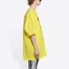 Balenciaga-herre-sweatshirt med «Boxy Logo»-trykk, løs passform, korte ermer, gul, 651795TKVF87175