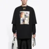 Balenciaga herre-T-skjorte, halvlang, rund hals, korte ermer, svart 641614TJVG81000