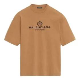 Balenciaga-herre-T-skjorte med alfabet-trykk, kort ermet, kremgul 594579TGV609605