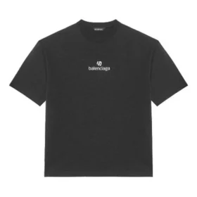 Balenciaga-herre-T-skjorte med alfabet-trykk, korte ermer, svart 612966TJVD91034