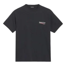 Balenciaga-herre-T-skjorte med alfabet-trykk og korte ermer, svart 641675TIV521070
