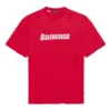 Balenciaga-herre-T-skjorte med alfabetmønster, hull, rund hals og korte ermer – rød 651795TKVB86295