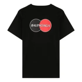 Balenciaga-herre-T-skjorte med logo på brystet, rund hals og korte ermer, svart 620967TIV791000