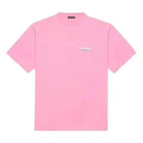 Balenciaga-herre-T-skjorte med logotrykk, korte ermer, rosa 641675TJVF75713