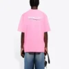 Balenciaga-herre-T-skjorte med logotrykk, korte ermer, rosa 641675TJVF75713