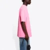 Balenciaga-herre-T-skjorte med logotrykk, korte ermer, rosa 641675TJVF75713