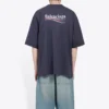 Balenciaga herre-T-skjorte med Political Campaign-trykk, kort ermet, marineblå 570803TAV444128