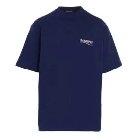 Balenciaga herre-T-skjorte med Political Campaign-trykk, stor størrelse, korte ermer, marineblå 641675TIV521195 Balenciaga herre-T-skjorte med Political Campaign-trykk, stor størrelse, korte ermer, marineblå 641675TIV521195