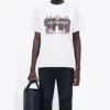 Balenciaga-herre-T-skjorte med portretttrykk av logoen, retro-stil, korte ermer, hvit 612966TIV479000