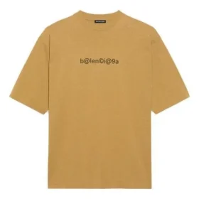 Balenciaga-herre-T-skjorte med rund hals, alfabet-trykk og korte ermer i khaki 620969TIV509605