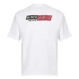 Balenciaga herre-T-skjorte med rund hals og korte ermer, hvit 612966TIVD19000 Balenciaga herre-T-skjorte med rund hals og korte ermer, hvit 612966TIVD19000