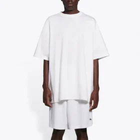 Balenciaga-herre-T-skjorte med smilende ansikt, korte ermer, hvit 651795TKV769140