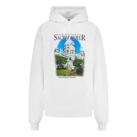 Balenciaga herre-trøye med landskapsmønster, løs passform, hvit 641679TJVH99000 Balenciaga herre-trøye med landskapsmønster, løs passform, hvit 641679TJVH99000