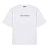 Balenciaga herre-trøye med symbolisk rund hals og alfabet-trykk, kort ermet, hvit 620969TIV509040