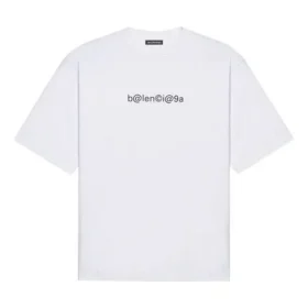 Balenciaga herre-trøye med symbolisk rund hals og alfabet-trykk, kort ermet, hvit 620969TIV509040 Balenciaga herre-trøye med symbolisk rund hals og alfabet-trykk, kort ermet, hvit 620969TIV509040
