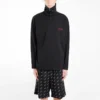 Balenciaga-herrejakke med brodert logo, halv glidelås og høy krage, svart 486144TWK521000