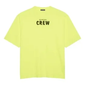 Balenciaga-herretrøye med bokstavtrykk, korte ermer, fluorescerende grønn 620969TIVG97072