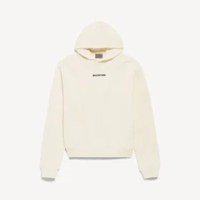 Balenciaga-hettegenser for kvinner med medium passform og «Back»-motiv i kremfarge