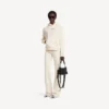 Balenciaga-hettegenser for kvinner med medium passform og «Back»-motiv i kremfarge