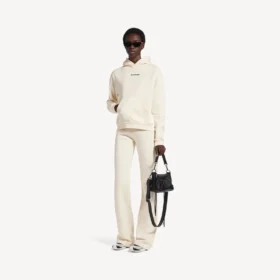 Balenciaga-hettegenser for kvinner med medium passform og «Back»-motiv i kremfarge