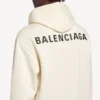 Balenciaga-hettegenser for kvinner med medium passform og «Back»-motiv i kremfarge