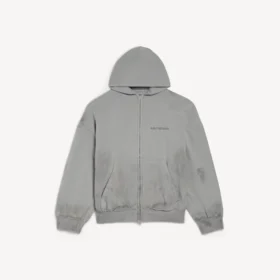 Balenciaga-hettegenser med glidelås i vanlig passform for menn, i Balenciaga-grå