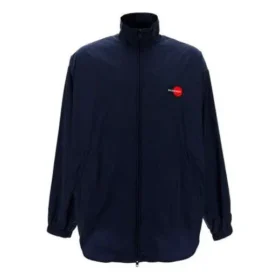 Balenciaga-jakke med logo, glidelås og stående krage for menn, blå 622002TIO508065