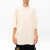 Balenciaga-logo brodert rundhalset kortærmet skjorte for menn, kremhvit 641614TJV829757