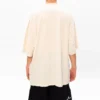 Balenciaga-logo brodert rundhalset kortærmet skjorte for menn, kremhvit 641614TJV829757