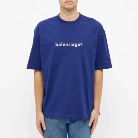 Balenciaga-logo med alfabet, kort ermet, blå, for menn 612966TIV541195