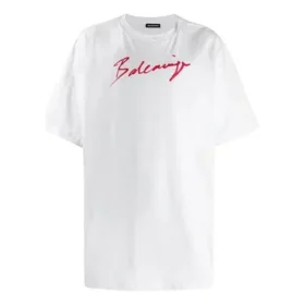 Balenciaga-logo på kortærmet herre-T-skjorte, hvit 583214TFV639783