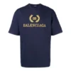 Balenciaga-logo, rund hals, korte ermer, marineblå, herre 535622TAV044128