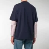 Balenciaga-logo, rund hals, korte ermer, marineblå, herre 535622TAV044128