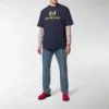 Balenciaga-logo, rund hals, korte ermer, marineblå, herre 535622TAV044128