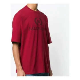 Balenciaga-logo, rund hals, korte ermer, rød, for menn 556148TDV516064