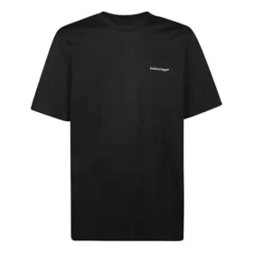 Balenciaga-logo-strikket T-skjorte med korte ermer for menn, svart 556150TYK281000