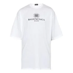 Balenciaga-logo-trykk, rund hals, korte ermer, hvit, for menn 556150TYK239000