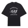 Balenciaga løpetrøye for menn med mønstertrykk og logo, løs passform, korte ermer, svart 641614TJVK61070